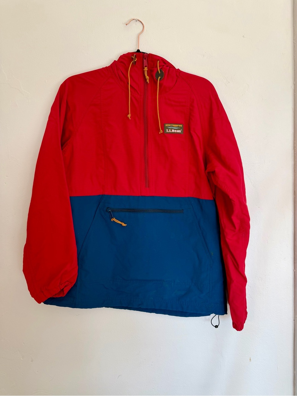 L.L.Bean Red Hooded Shell Pullover